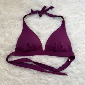 Victoria's Secret Womens Bikini Top Size L Purple Removable Pads Tie Neck/Back